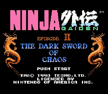 Shadow Warriors II - Ninja Gaiden II (Europe) screen shot title